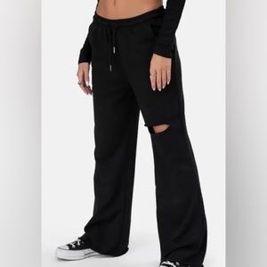 adika black wide leg sweatpants
